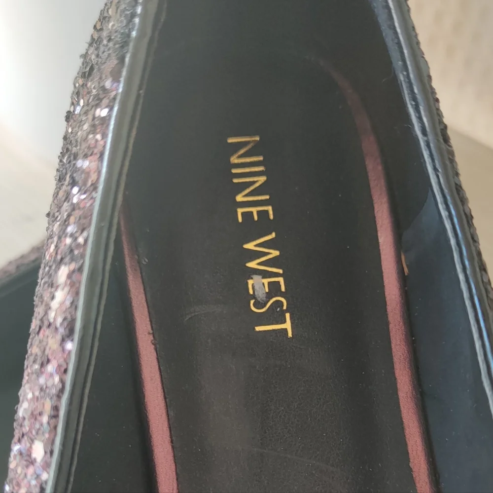 Nine West Women's Black/Eggplant/Purple Ombre Glitter Flats Size 8.5
